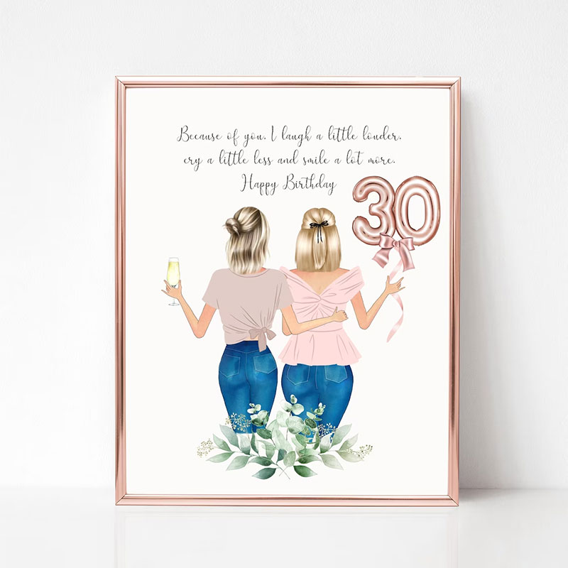 Cuadro Personalizado 30 Cumpleaños mejores amigas - Personal Print: Regalos  Personalizados